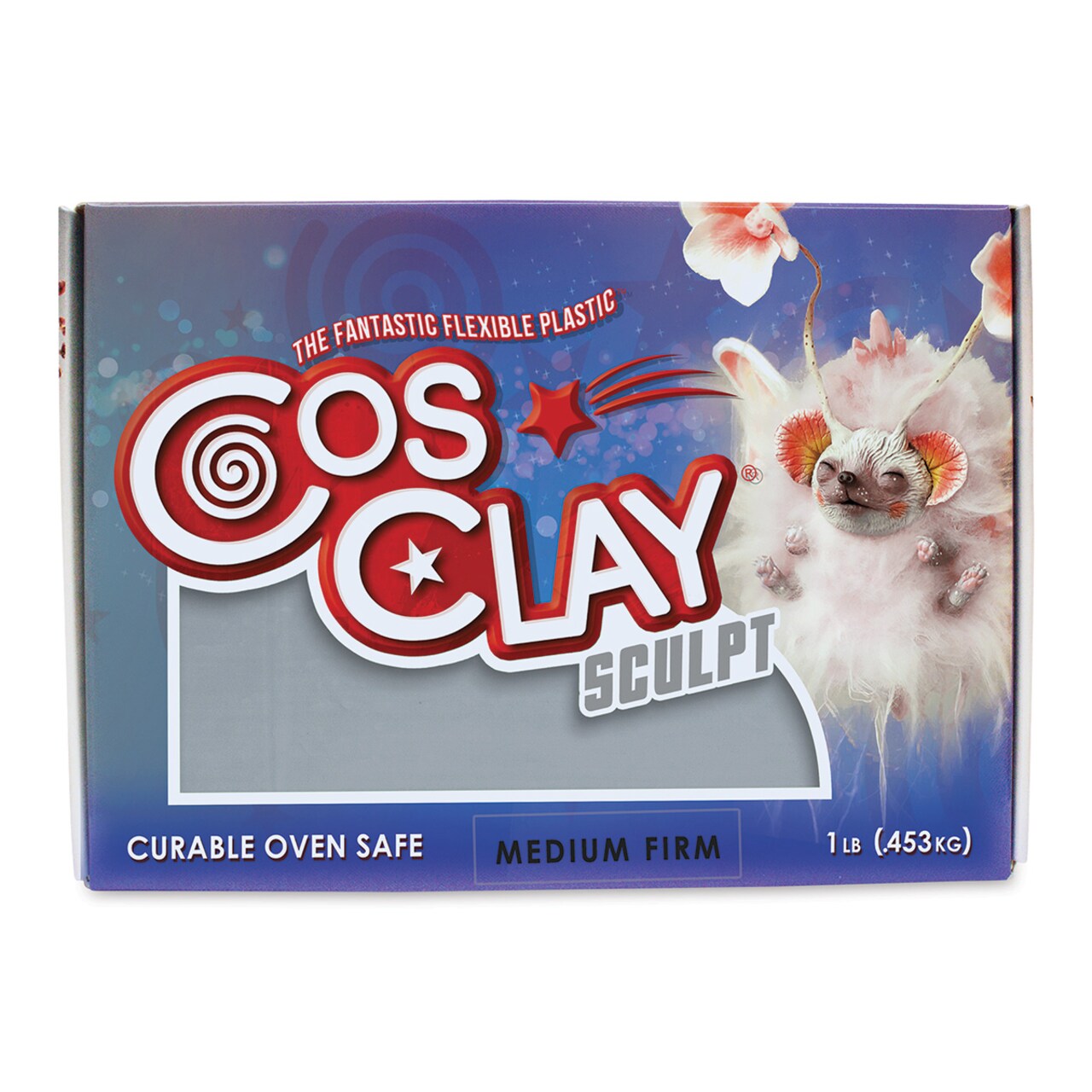 Cosclay Sculpt Flexible Polymer Clay - Gray, Medium Firm, 1 lb